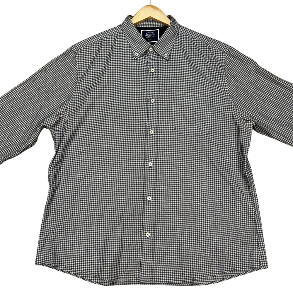 Charles Tyrwhitt Shirt Mens XL Blue White Gingham Flip Cuff Button Down EUC